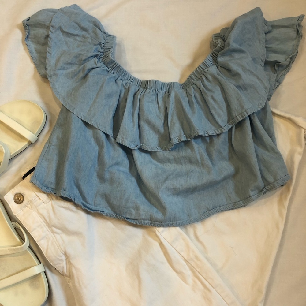 Off The Shoulder Blue Top - Picture 1 of 3